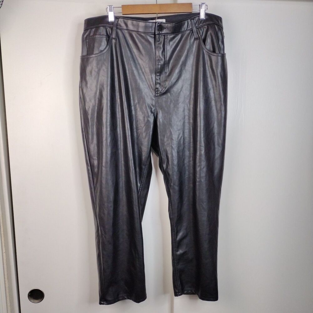 Abercrombie Fitch Curve Love Ankle Straight High Rise Faux Leather Plus Sz 35/20